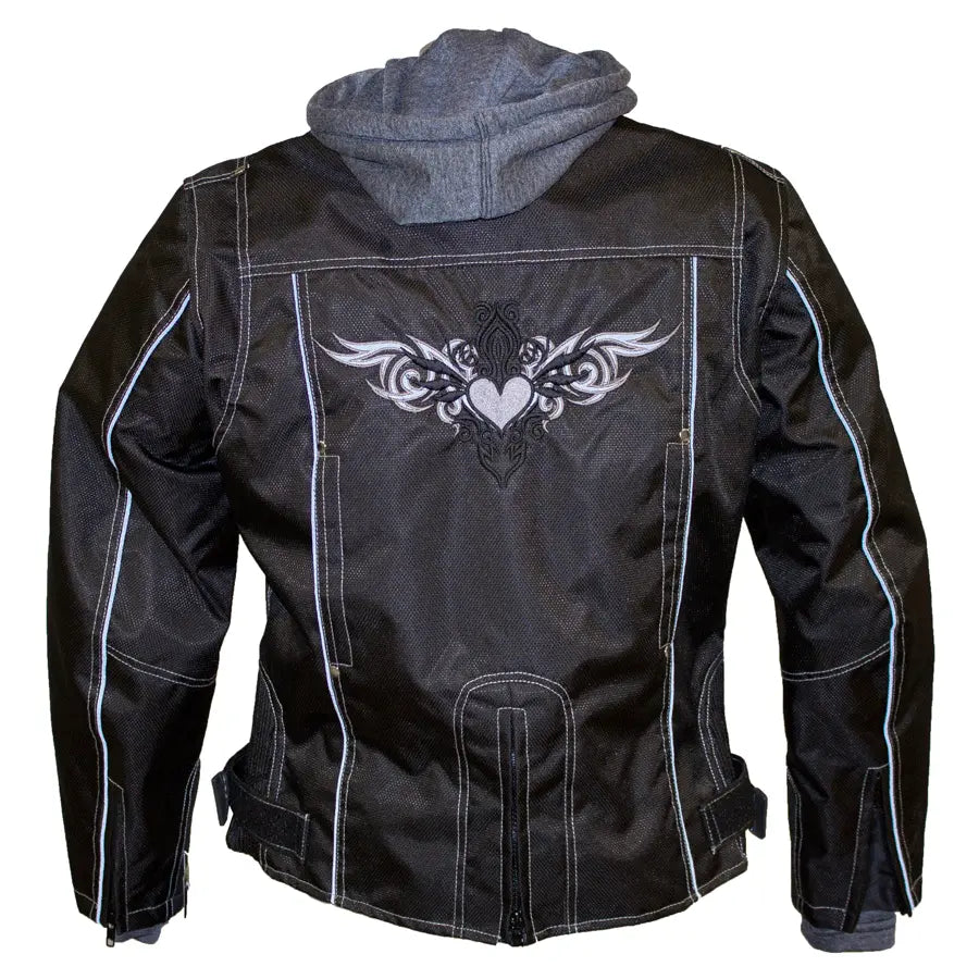 Blouson de moto en textile réfléchissant avec sweat à capuche amovible Open Road pour femme