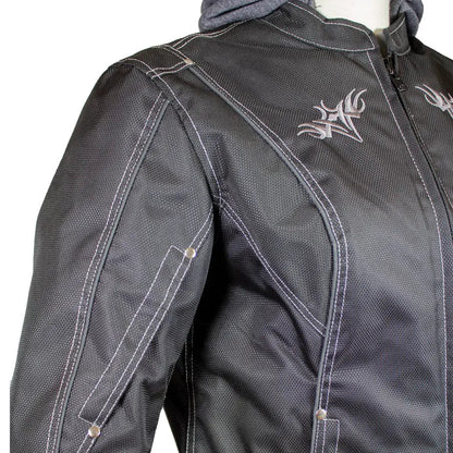 Blouson de moto en textile réfléchissant avec sweat à capuche amovible Open Road pour femme