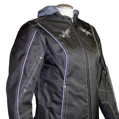Blouson de moto en textile réfléchissant avec sweat à capuche amovible Open Road pour femme