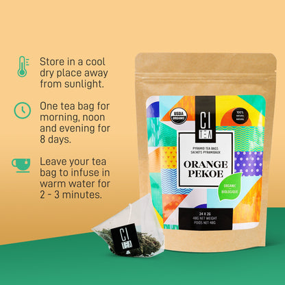 Orange Pekoe biologique - 24 sachets de thé pyramidaux