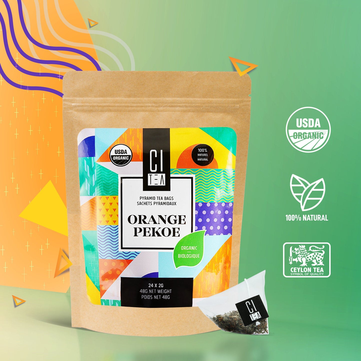 Orange Pekoe biologique - 24 sachets de thé pyramidaux