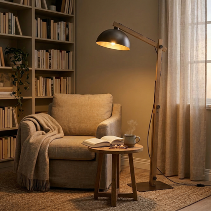 Lampadaire Minimaliste Scandinave Oslo Marron pour Salon, Chambre et Éclairage Intérieur Moderne