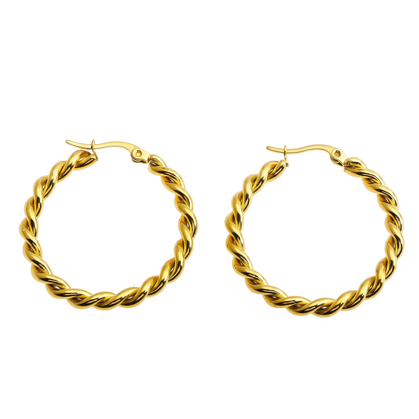 Boucles d'oreilles créoles torsadées dorées SUKI