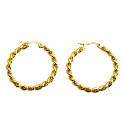 Boucles d'oreilles créoles torsadées dorées SUKI