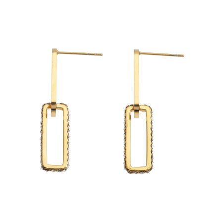 Boucles d'oreilles LUCIA Pavé Zirconium double trombone dorées