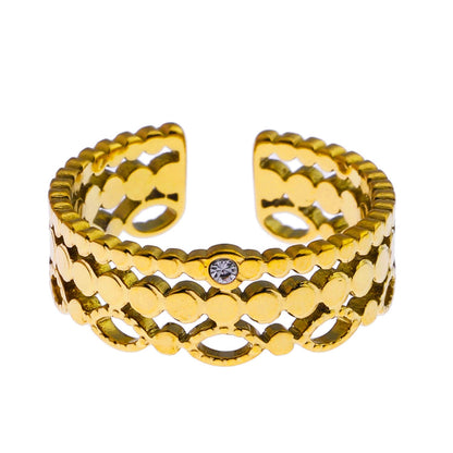 PERLA : Bague multi-joncs d'inspiration vintage avec solitaire en oxyde de zirconium
