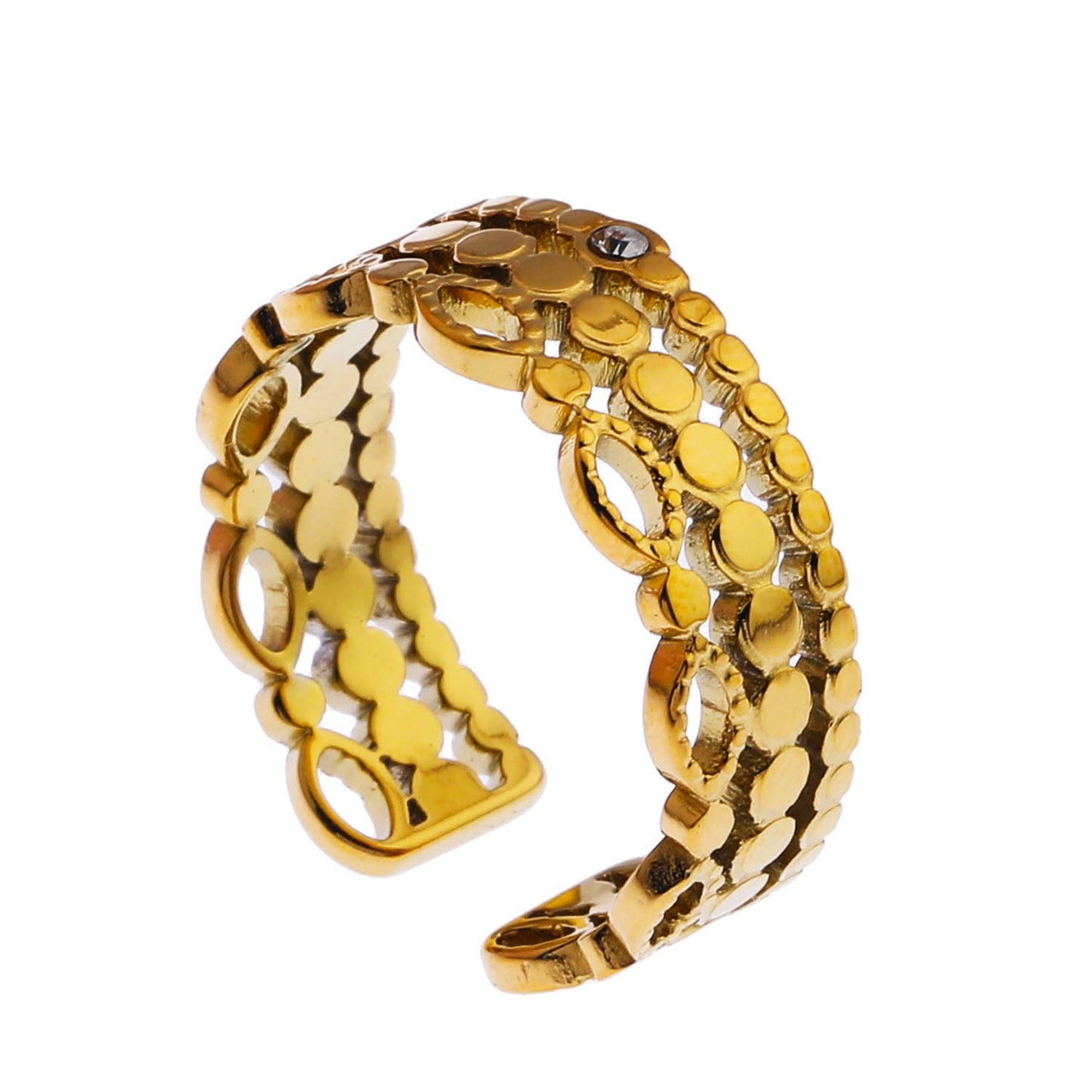 PERLA : Bague multi-joncs d'inspiration vintage avec solitaire en oxyde de zirconium