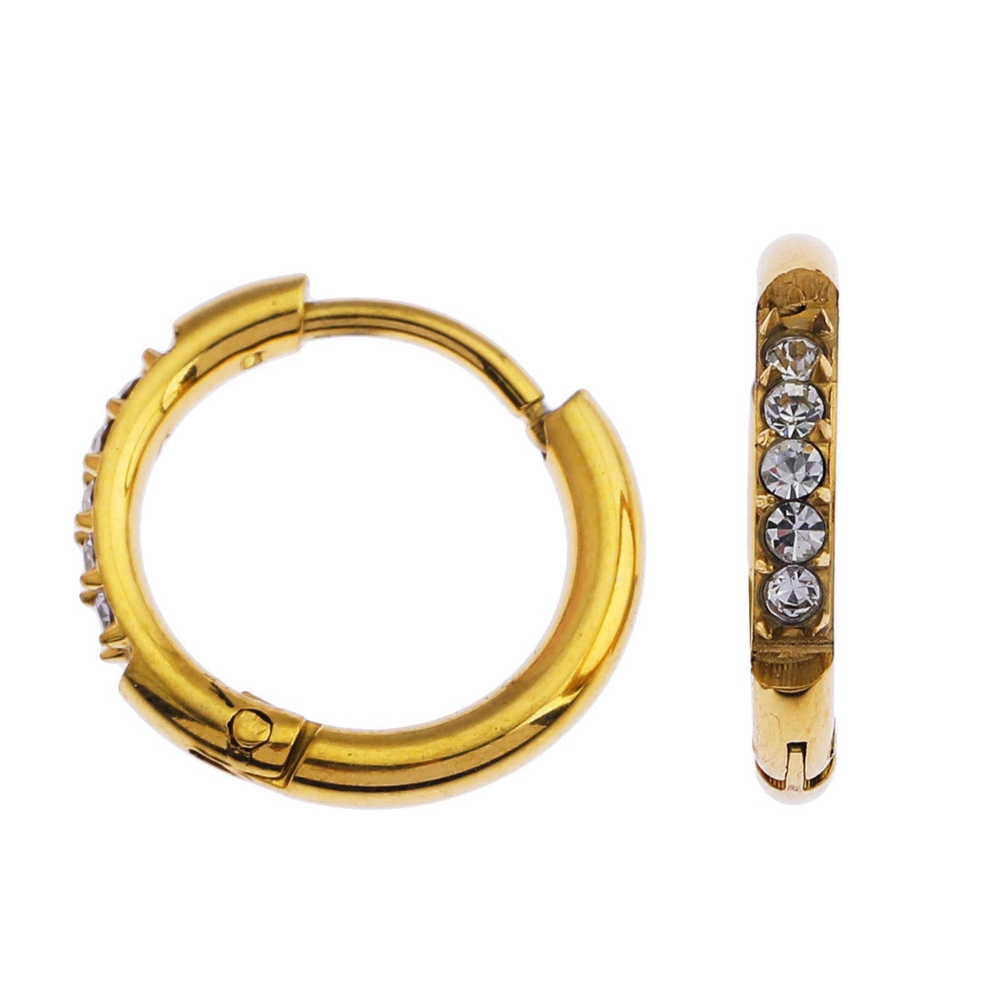 DARCI : Mini créoles classiques en or serties de pierres précieuses en zircone pavée