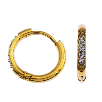 DARCI : Mini créoles classiques en or serties de pierres précieuses en zircone pavée