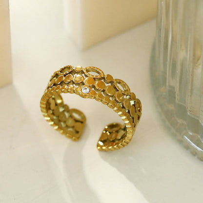 PERLA : Bague multi-joncs d'inspiration vintage avec solitaire en oxyde de zirconium