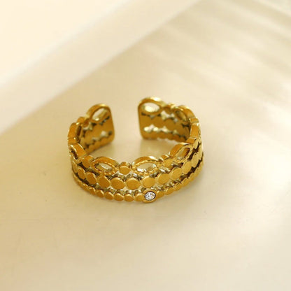 PERLA : Bague multi-joncs d'inspiration vintage avec solitaire en oxyde de zirconium