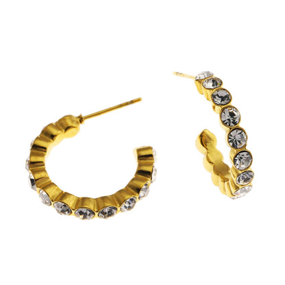 HAMIA : Boucles d'oreilles créoles perlées ornées de zircone