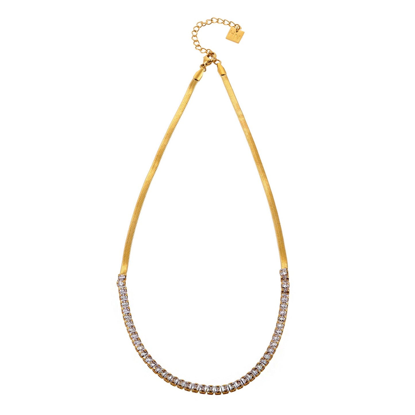 MESTIA : Collier combiné avec chaînes texturées peau de serpent et tennis