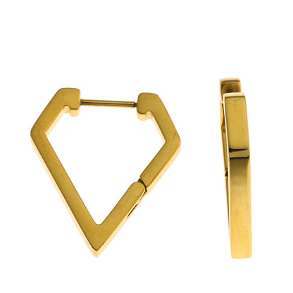 CAGLIARI: Boucles d'oreilles créoles contemporaines en forme de triangle en or