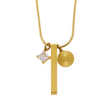 Style DEFNIE: Snake-Skin textured Dainty Chain Necklace Anchoring a Trio of Charms