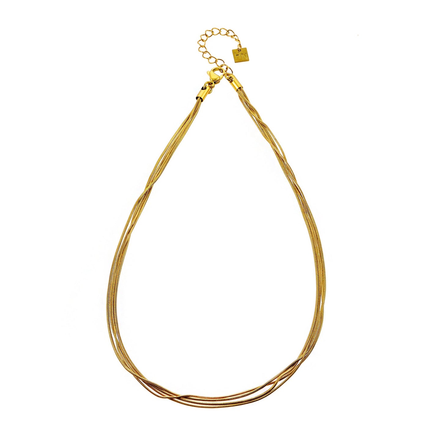 AVEZZANO Gold : Collier multirangs texturé peau de serpent - Élégance exquise