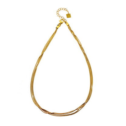 AVEZZANO Gold : Collier multirangs texturé peau de serpent - Élégance exquise