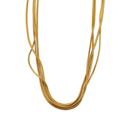 AVEZZANO Gold : Collier multirangs texturé peau de serpent - Élégance exquise