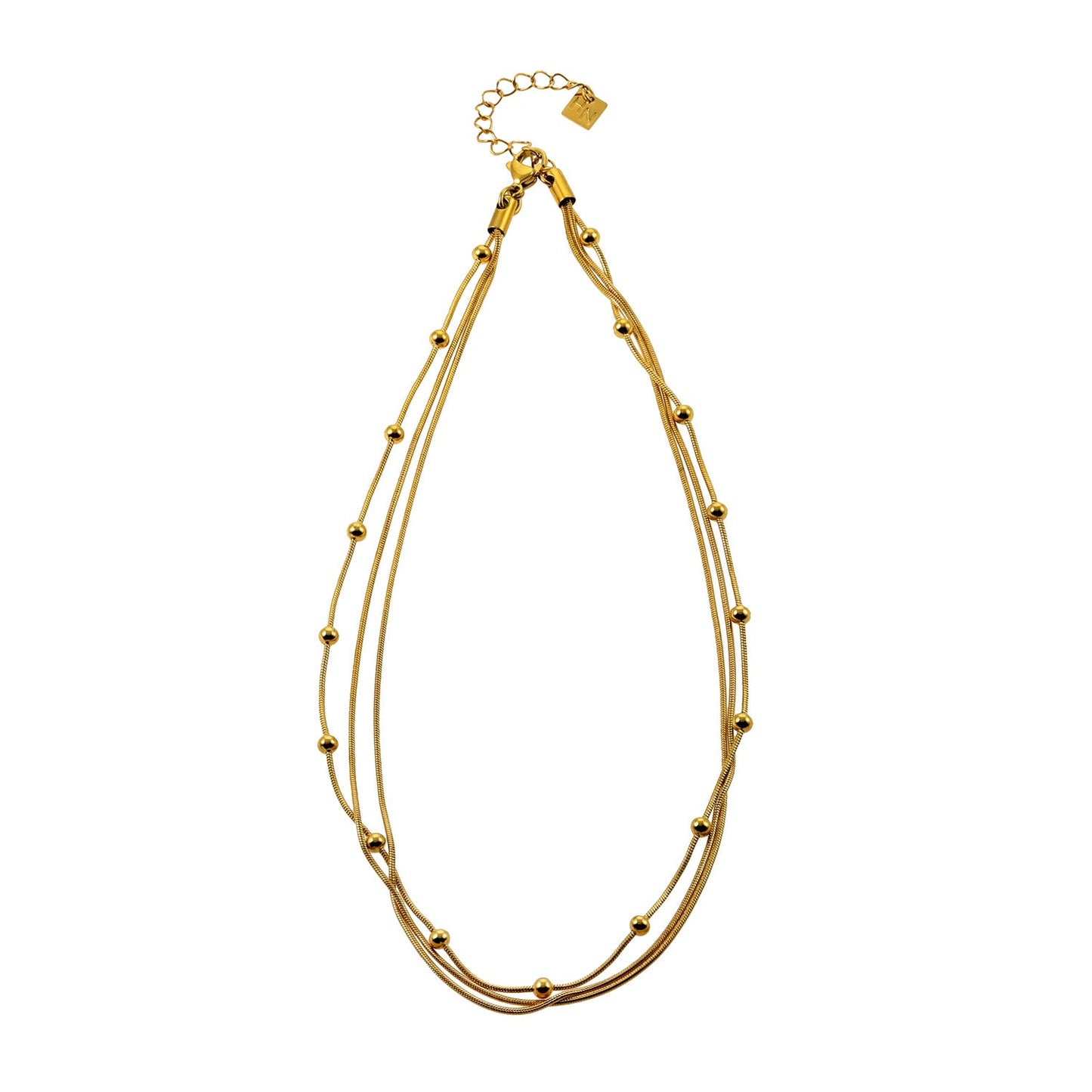 KAKIA : Collier superposé Triple Chaîne Peau de Serpent avec perles