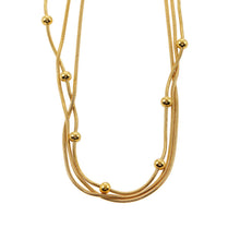 KAKIA: Triple Snake-Skin Chain Layered Necklace with Ball-Bead Accents