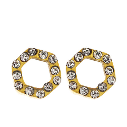 ELSA Gold : Boucles d'oreilles clous hexagonales en zircone