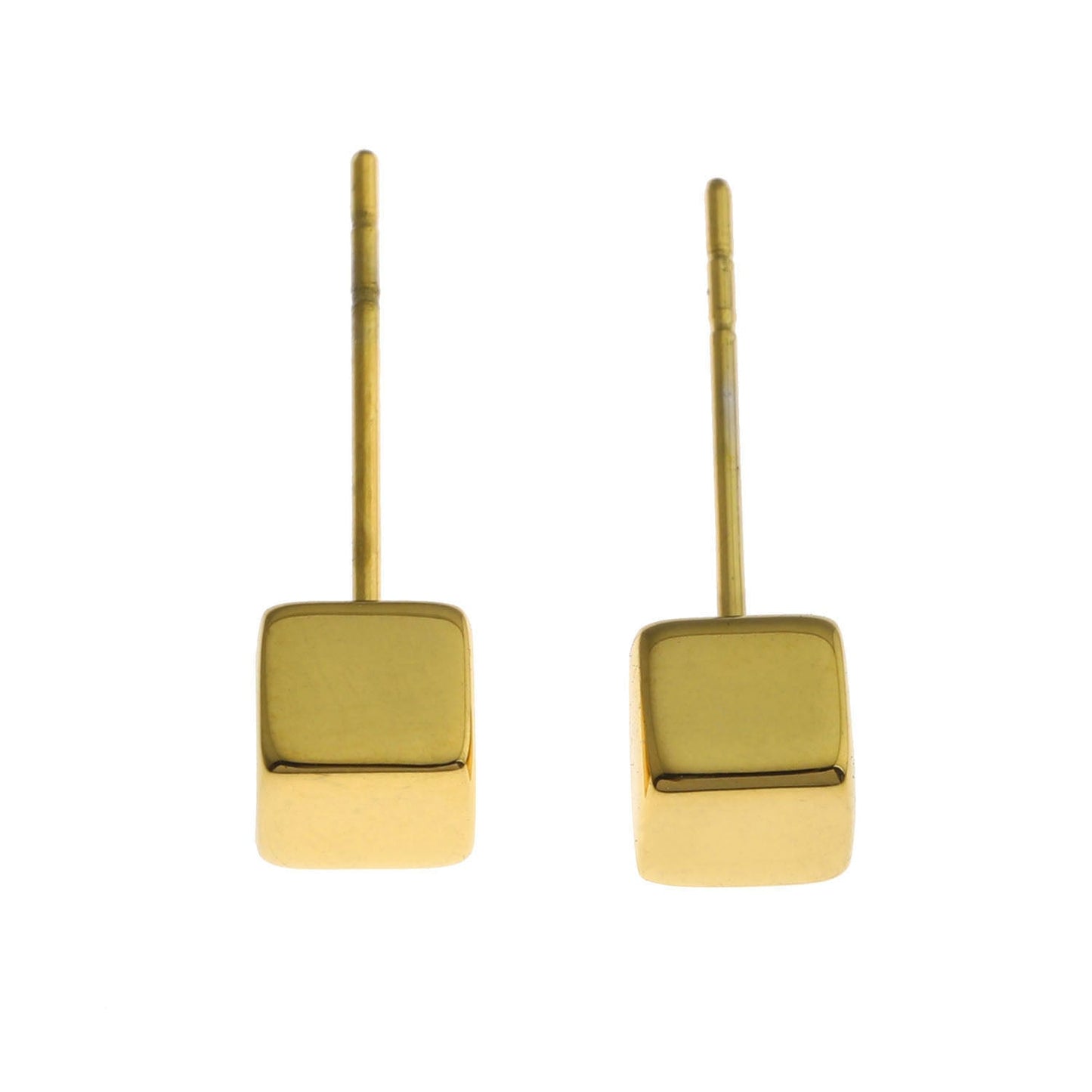 Style SYNNE : Clous d'oreilles minimalistes carrés en perles dorées et argentées