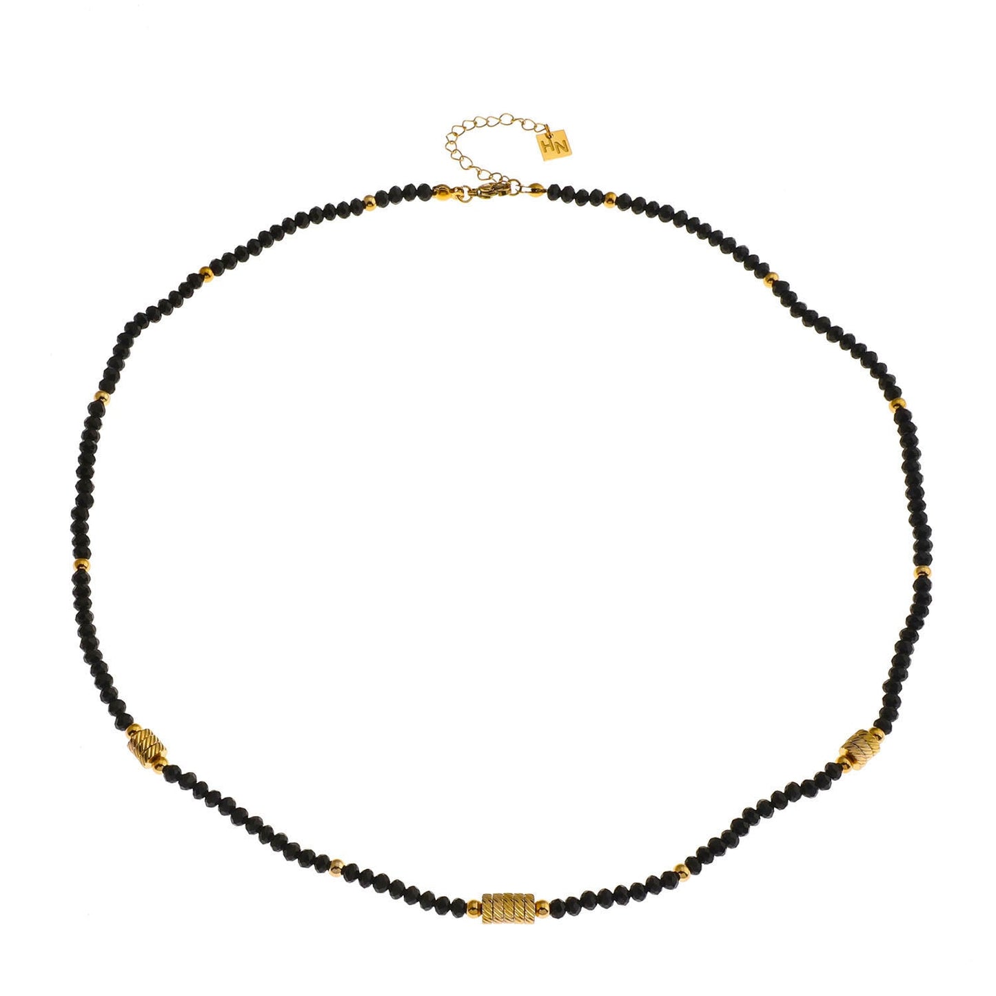 Collier TATIANA Perles Noires Cristal & Or
