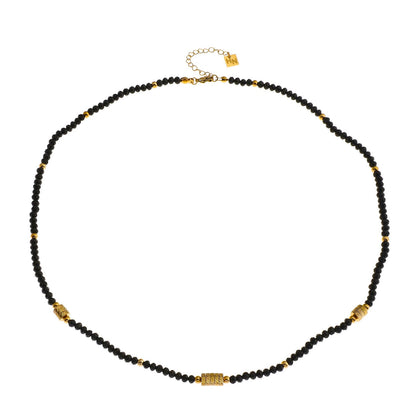 Collier TATIANA Perles Noires Cristal & Or
