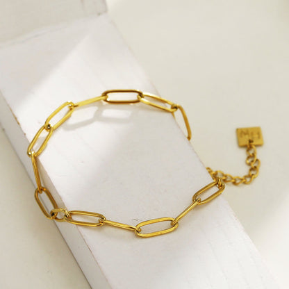HAKILA : Bracelet essentiel maillons chaîne trombone en or