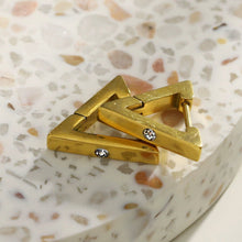 AMIRA: Triangle Shaped Mini Hoop Earrings with Solitaire Zirconia.