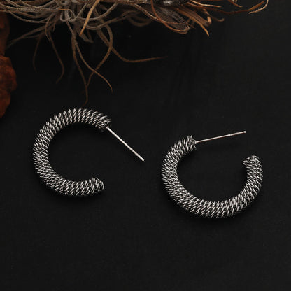 Boucles d'oreilles créoles KUMASI en argent richement texturé