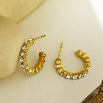 HAMIA : Boucles d'oreilles créoles perlées ornées de zircone