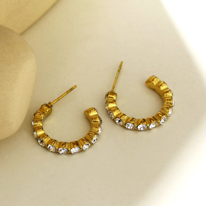 HAMIA : Boucles d'oreilles créoles perlées ornées de zircone