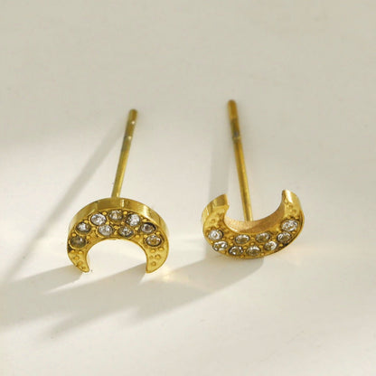 AISLEY Boucles d'oreilles clous Croissant de lune ornées de pierres de zircone