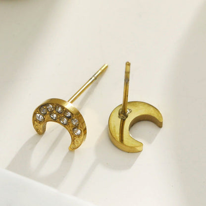 AISLEY Boucles d'oreilles clous Croissant de lune ornées de pierres de zircone