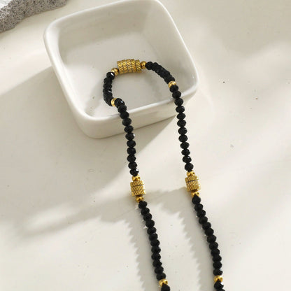 Collier TATIANA Perles Noires Cristal & Or