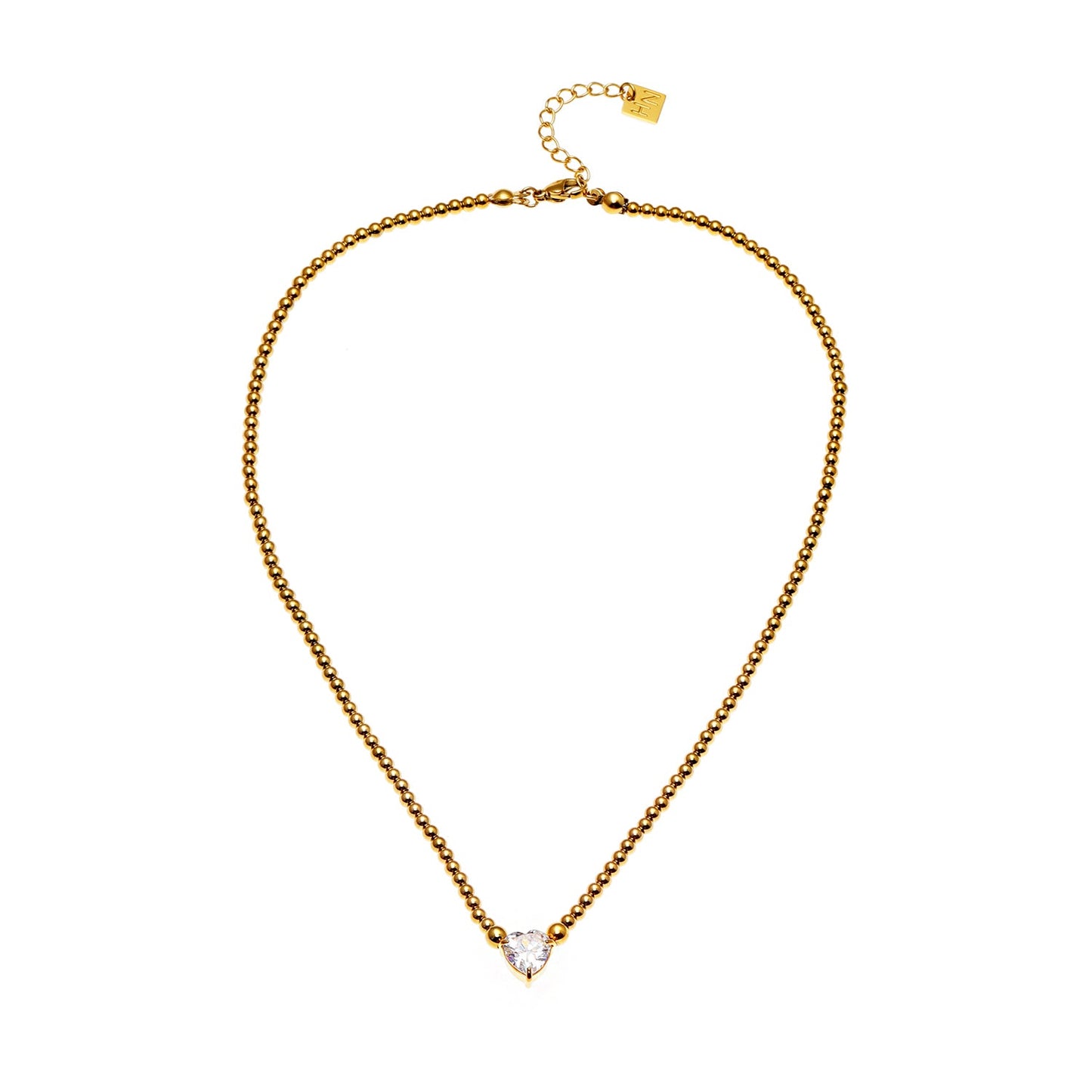 Collier avec pendentif cœur en zircone et chaîne à billes CROMER