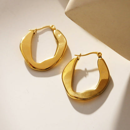 CALIXIA « Sophistication sculptée : Découvrez l'attrait des boucles d'oreilles créoles géométriques irrégulières ! ».