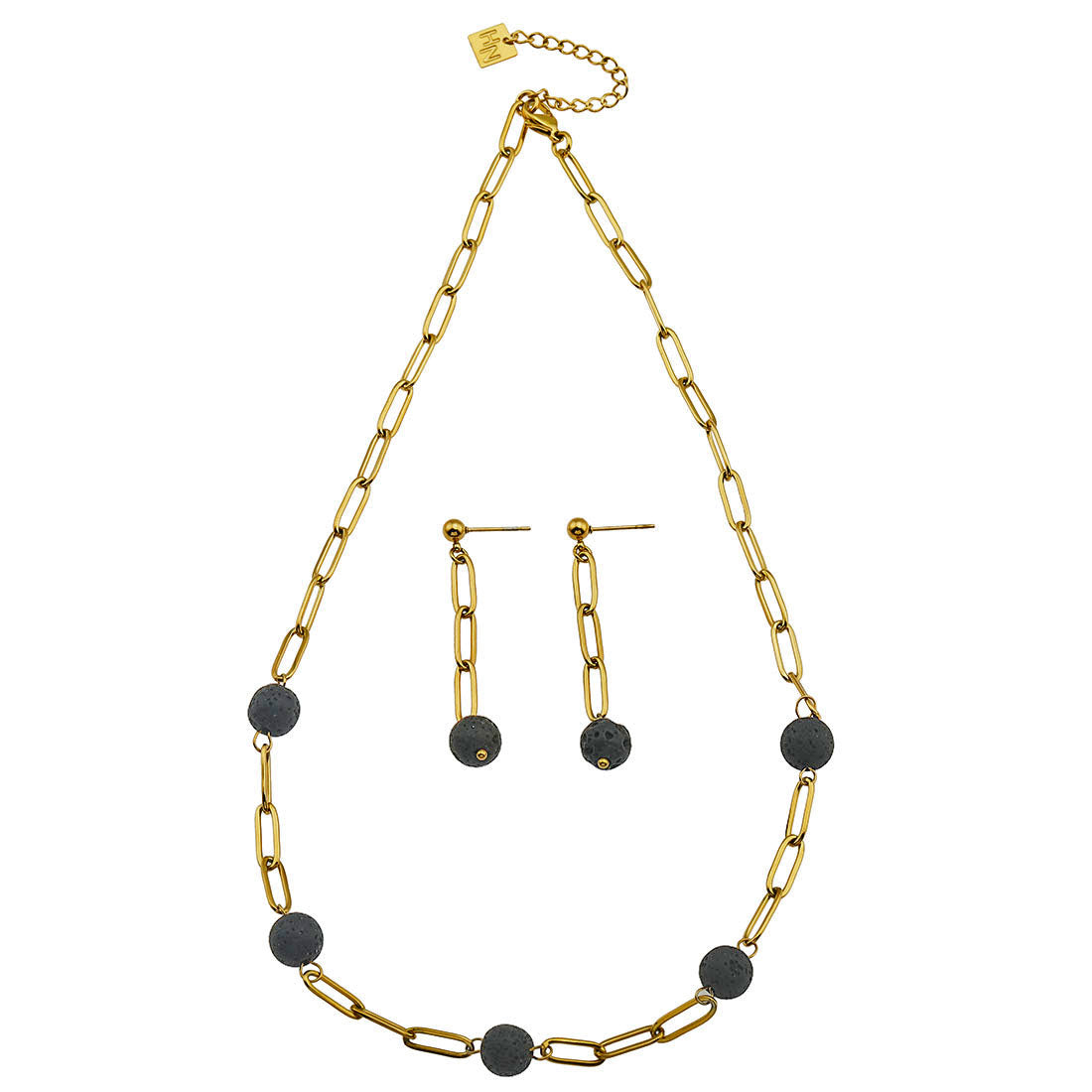 Boucles d'oreilles pendantes en pierre de lave volcanique KARLA