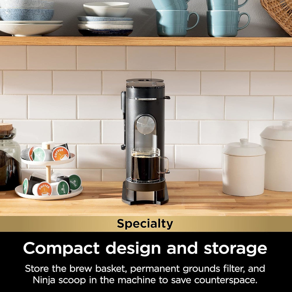 NINJA PB051CCO Pod & Grounds Specialty Single-Serve Coffee Maker - Factory serviced with Home Essentials warranty