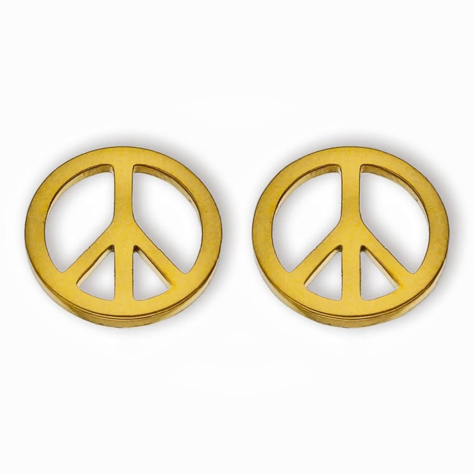 Boucles d'oreilles clous logo PEACE en or