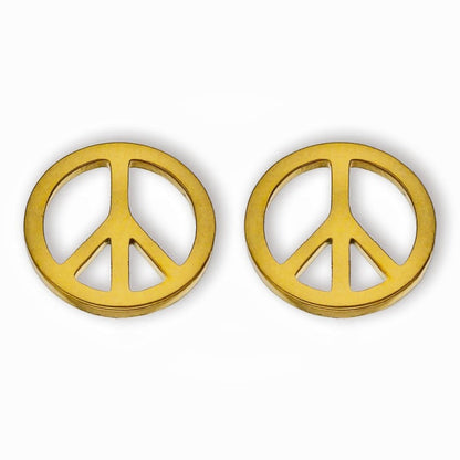Boucles d'oreilles clous logo PEACE en or