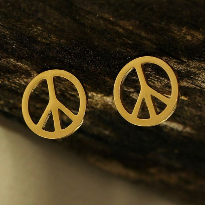 Boucles d'oreilles clous logo PEACE en or