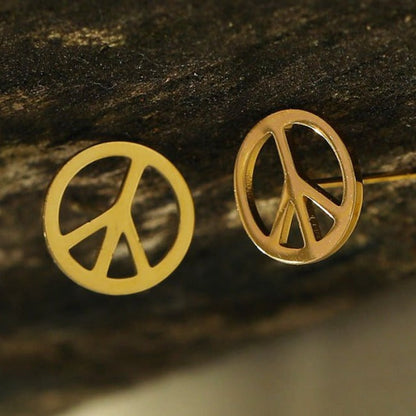 Boucles d'oreilles clous logo PEACE en or