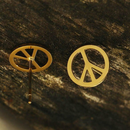 Boucles d'oreilles clous logo PEACE en or