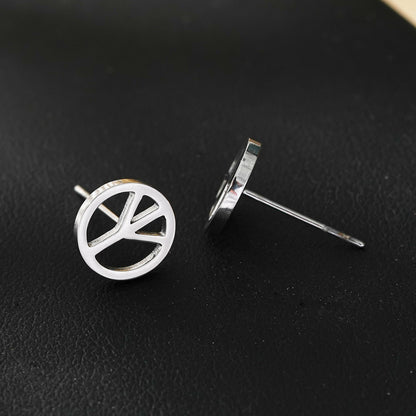 Boucles d'oreilles clous logo PEACE en argenté (or blanc)
