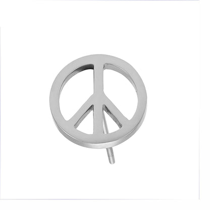 Boucles d'oreilles clous logo PEACE en argenté (or blanc)
