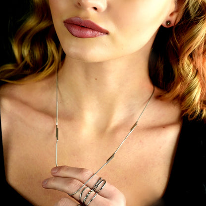 Collier PEDRINA Duo Stick en argent avec chaîne détaillée