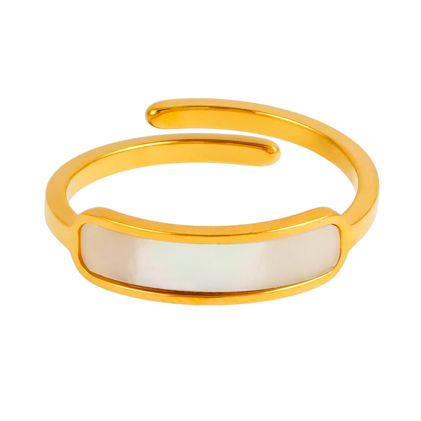 PEILLON Or : Bague moderne et minimaliste avec incrustation de nacre naturelle