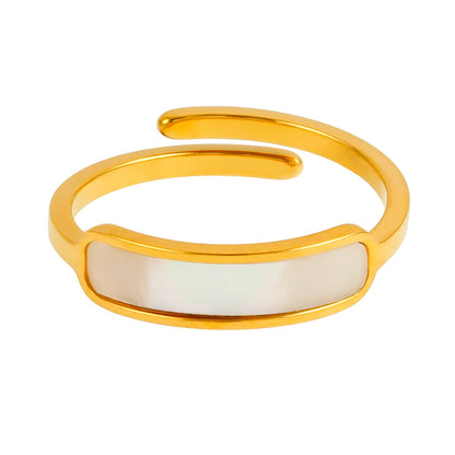 PEILLON Or : Bague moderne et minimaliste avec incrustation de nacre naturelle